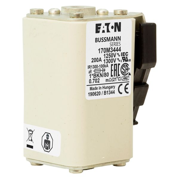 Fuse-link, high speed, 200 A, AC 1250 V, compact size 1, 45 x 59 x 81 mm, aR, IEC, UL, single indicator image 20