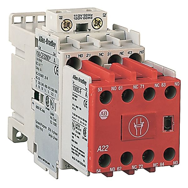 Allen-Bradley 700S-CFB620EJC Safety Industrial Relay, 24V DC Electronic, 3 NO, 1 NC, Bifurcated Contact, Standard Contact image 1