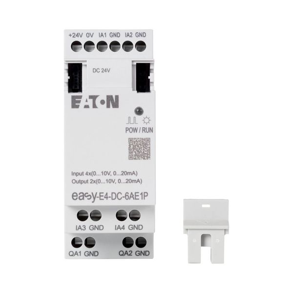 I/O expansion, For use with easyE4, 24 V DC, Inputs expansion (number) analog: 4, Outputs expansion (number) analog: 2, Push-In image 5