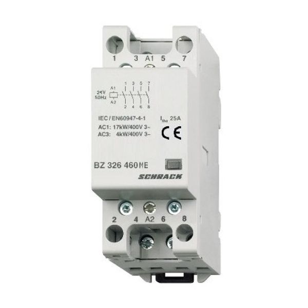 DIN Rail contactor 25A, 4 NO, 24VAC, 2MW, AMPARO image 1