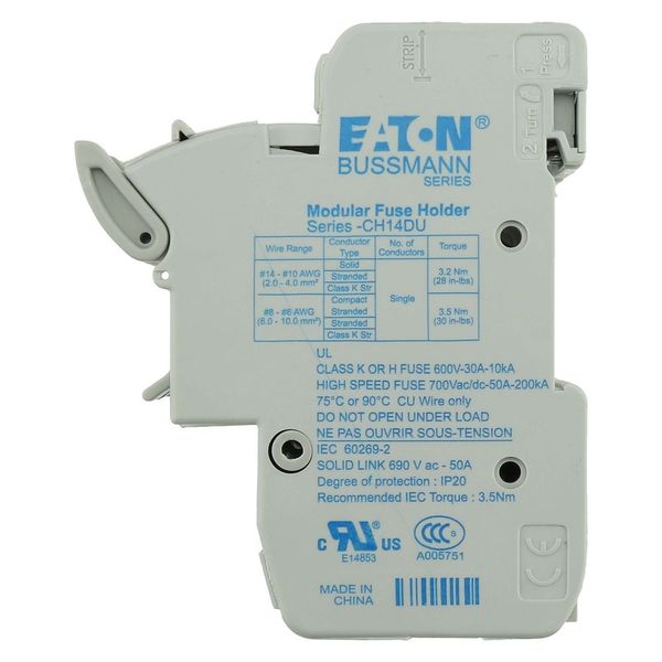 Fuse-holder, low voltage, 50 A, AC 690 V, 14 x 51 mm, 3P + neutral, IEC image 19