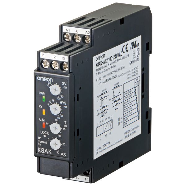 Monitoring relay 22.5mm wide, Single phase over or under current 2 to image 1