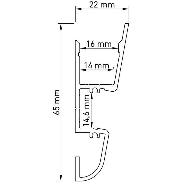 Aluminium profile LBV, L-2000mm W-22mm H-65mm image 2