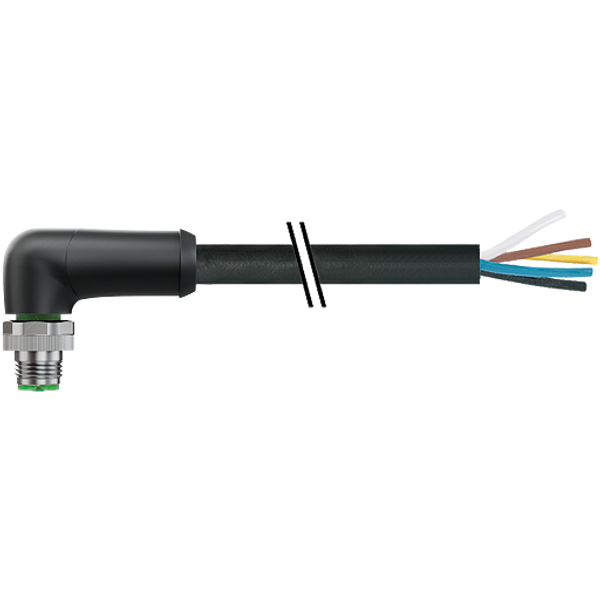 M12 Power male 90° K-cod. with cable PUR 5x1.5 bk UL/CSA+drag ch. 1.5m image 1