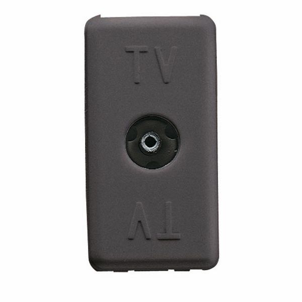 COAXIAL TV RESISTIVE SOCKET-OUTLET - IEC FEMALE CONNECTOR 9,5mm - DIRECT - 1 MODULE - SYSTEM BLACK image 2