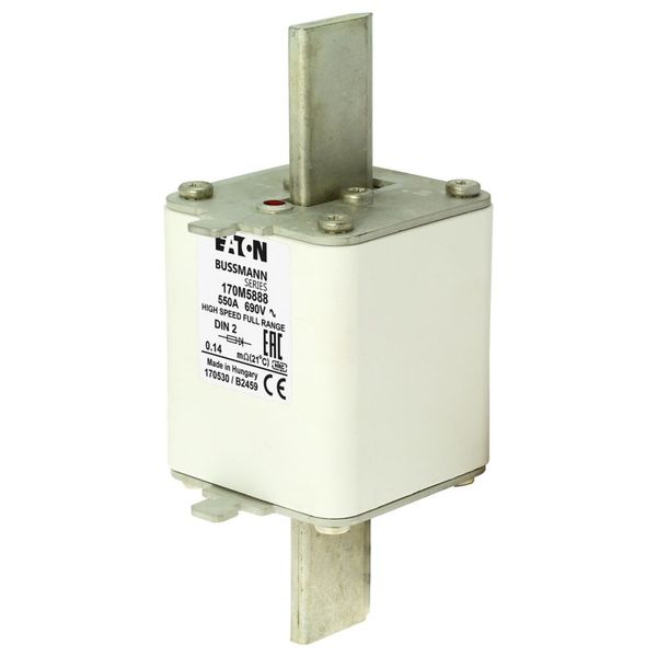 Fuse-link, high speed, 550 A, AC 690 V, DIN 2, 60 x 74 x 150 mm, gR, DIN, IEC, single indicator image 2