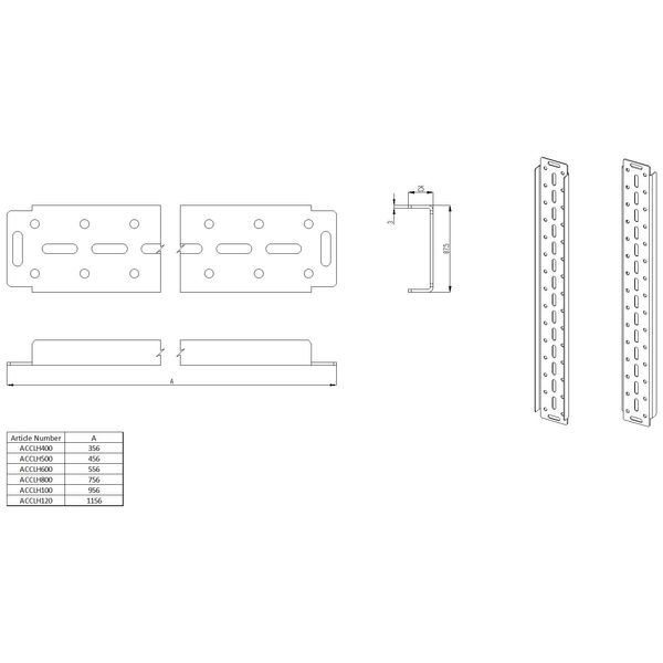 Mounting profiles for heavy load components (pair) L=800 mm image 2