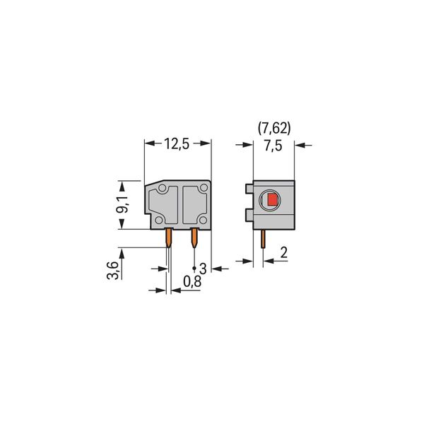 Stackable PCB terminal block 2.5 mm² Pin spacing 7.5/7.62 mm gray image 3