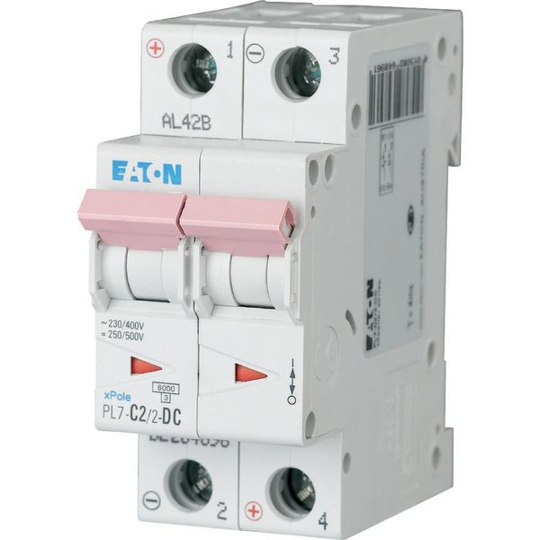 Miniature circuit breaker (MCB), 2 A, 2p, characteristic: C, DC image 2