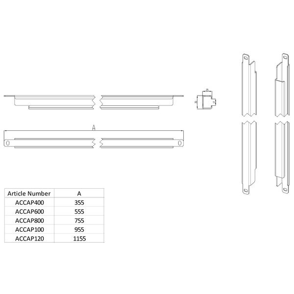 Cable fixing bars for plinth mounting (pair) for W=800 mm image 2