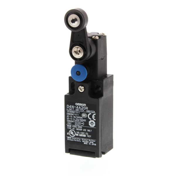 Limit switch, Roller lever (resin lever, resin roller), 1NC/1NO (slow-action), 1NC/1NO (slow-action), G1/2 (1-conduit), manual reset feature D4NR0002H image 1