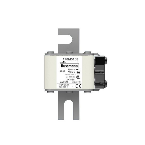 Fuse-link, high speed, 400 A, AC 690 V, size 2, 59 x 77 x 108 mm, aR, IEC, single indicator image 5