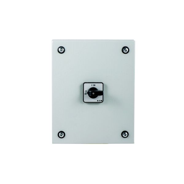 T3, 32 A, surface mounting, 4 contact unit(s), 90 °, maintained, 0-1, in steel enclosure, Design number 15682 image 1