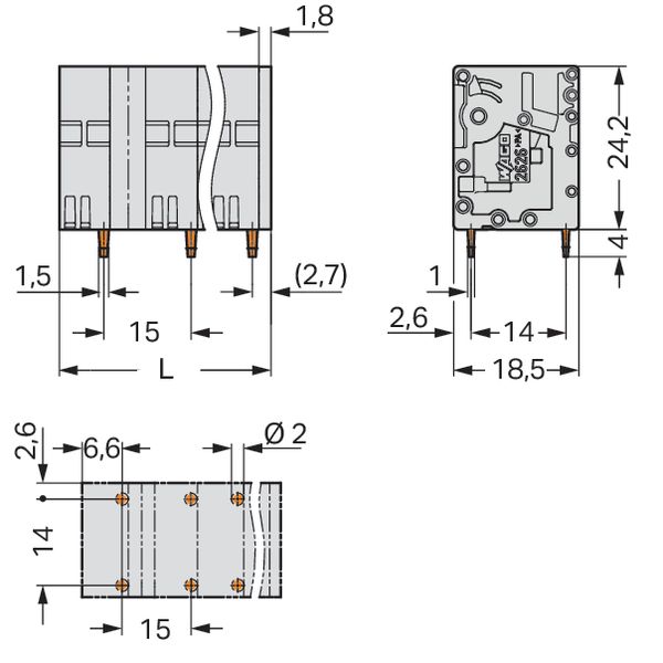 PCB terminal block 6 mm² Pin spacing 15 mm gray image 6