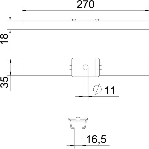 GMS 270 FS Centre suspension for mesh cable tray with clamp B270mm image 2