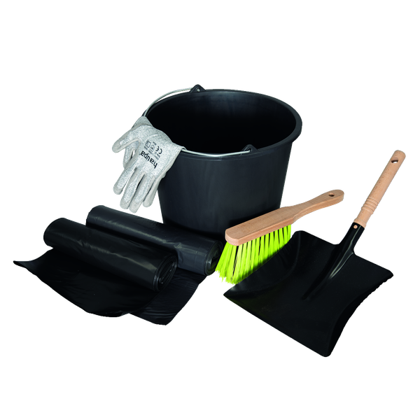 Construction bucket 12L + work glove, dustpan and dustpan, waste bag, construction waste bag image 1