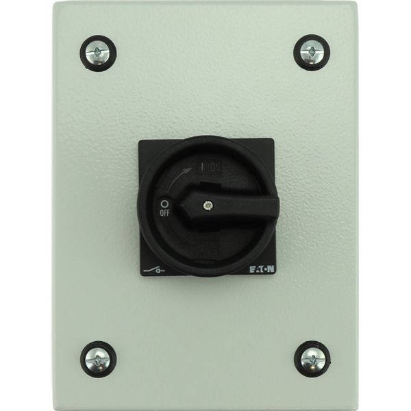 Main switch, P1, 40 A, surface mounting, 3 pole, STOP function, With black rotary handle and locking ring, Lockable in the 0 (Off) position, in steel image 1