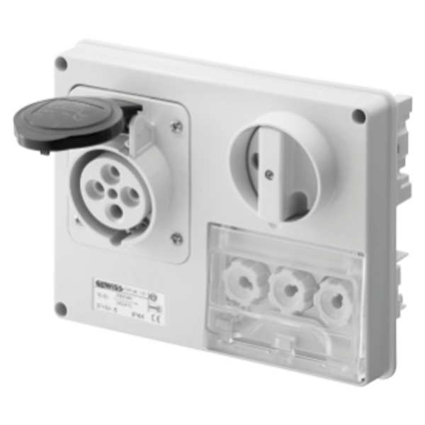 FIXED INTERLOCKED HORIZONTAL SOCKET-OUTLET - WITHOUT BOTTOM - WITH FUSE-HOLDER BASE - 3P+N+E 16A 480-500V - 50/60HZ 7H - IP44 image 1