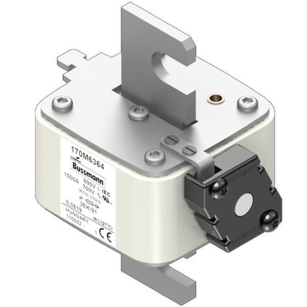 Fuse-link, high speed, 1250 A, AC 690 V, size 3, 76 x 92 x 126 mm, aR, IEC, single indicator image 2