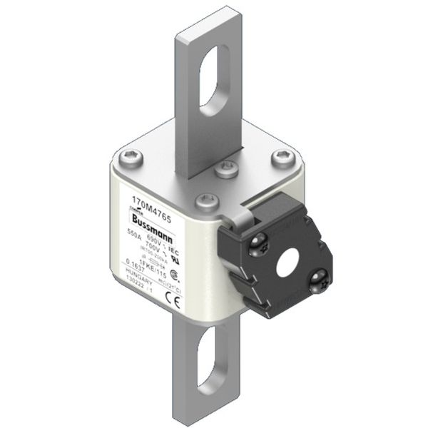 Fuse-link, high speed, 550 A, AC 690 V, size 1, 53 x 69 x 136 mm, aR, IEC, UL, K type indicator, 115 mm centers image 2