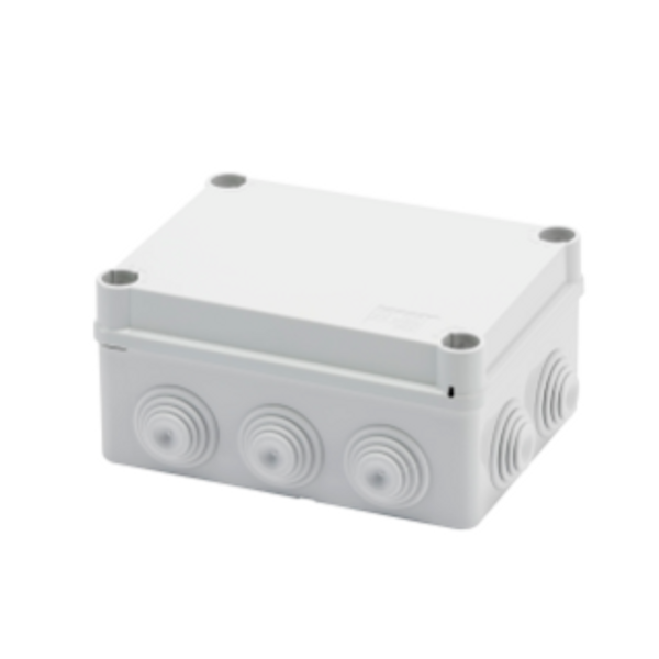 JUNCTION BOX WITH PLAIN QUICK FIXING LID - IP55 - INTERNAL DIMENSIONS 150X110X70 - WALLS WITH CABLE GLANDS - GWT960ºC - GREY RAL 7035 image 1