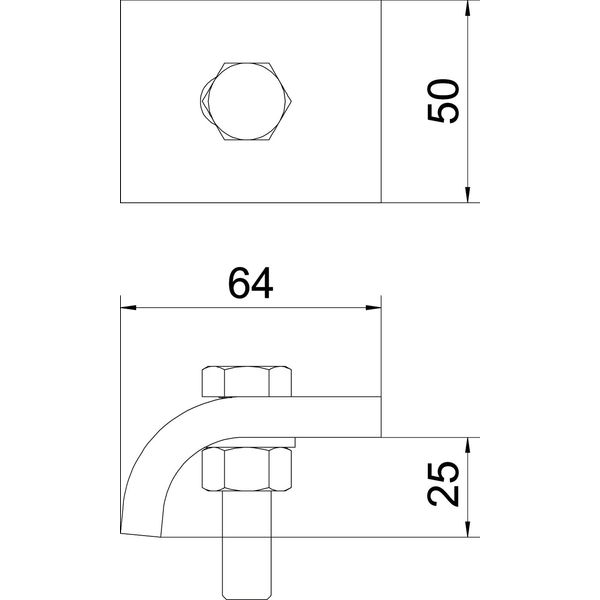 KWS 25 A2 Clamping profile with hexagon screw, h = 25 mm 60x50 image 2