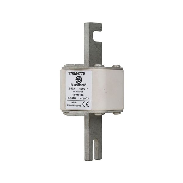 Fuse-link, high speed, 550 A, AC 690 V, size 1, 52 x 52 x 140 mm, aR, IEC, single indicator image 11