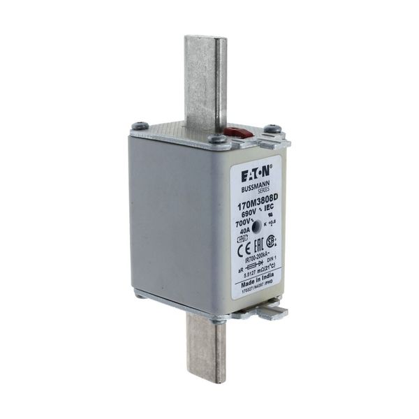 Fuse-link, high speed, 40 A, AC 690 V, DIN 1, aR, DIN, IEC, dual indicator, live gripping lugs image 10