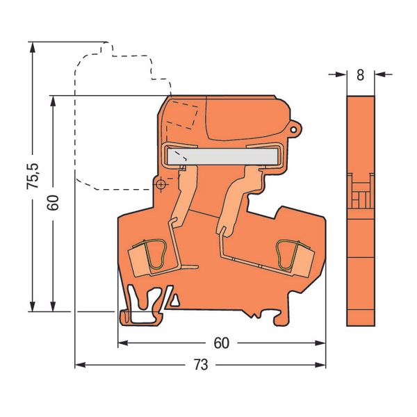 2-conductor disconnect terminal block;for DIN-rail 35 x 15 and 35 x 7. image 1