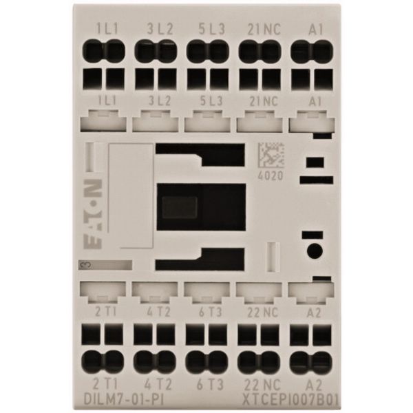 Contactor, 3 pole, 380 V 400 V 3 kW, 1 NC, 220 V 50/60 Hz, AC operation, Push in terminals image 1