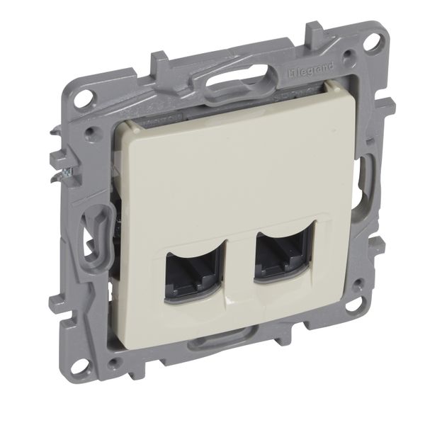 Double RJ45 socket category 6 UTP ivory image 1