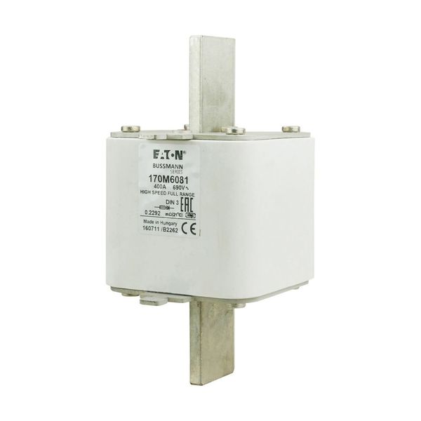 Fuse-link, high speed, 400 A, AC 690 V, DIN 3, 75 x 89 x 150 mm, gR, DIN, IEC, single indicator image 8