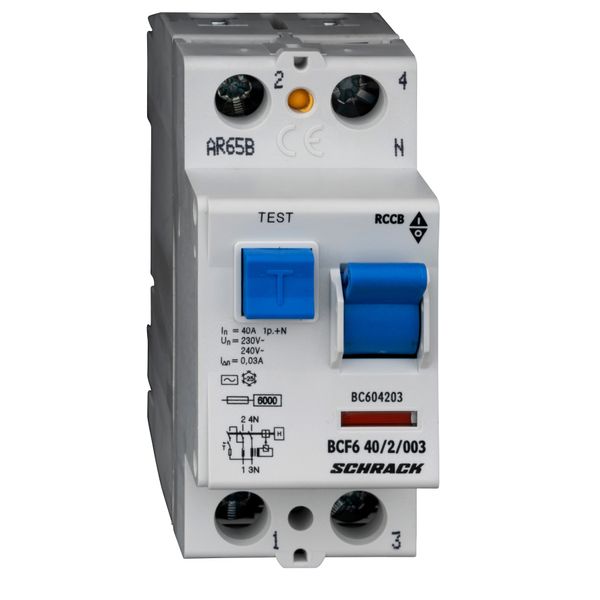 Residual current circuit breaker 40A, 2-p, 30mA,type AC, 6kA image 3