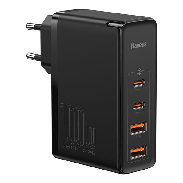 Wall Quick Charger GaN2 Pro 100W 2xUSB + 2xUSB-C QC4+ PD3.0 with USB-C Cable, Black image 4