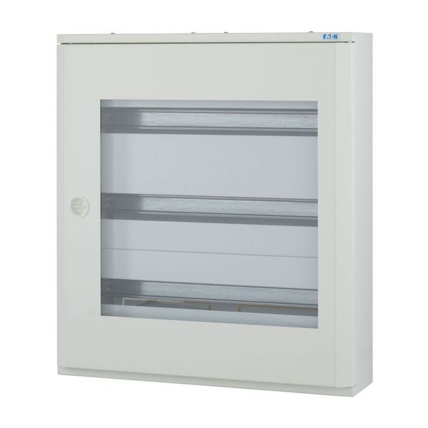 Complete surface-mounted flat distribution board with window, white, 24 SU per row, 3 rows, type C image 3