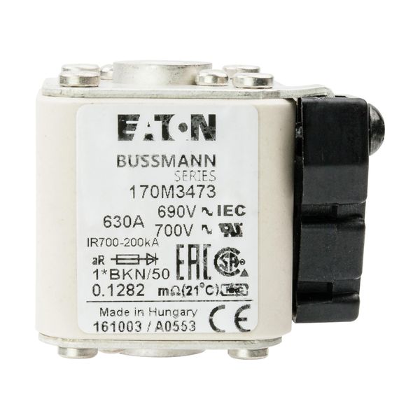 Fuse-link, high speed, 630 A, AC 690 V, compact size 1, aR, IEC, UL, single indicator image 14