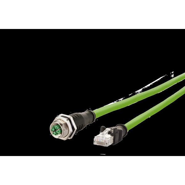 M12 Industrial Ethernet cable, X-coded, 0.5 m, M12 jack straight - RJ4 image 2