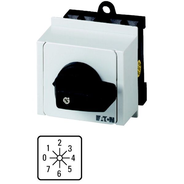 Step switches, T0, 20 A, service distribution board mounting, 4 contact unit(s), Contacts: 7, 45 °, maintained, With 0 (Off) position, 0-7, Design num image 1