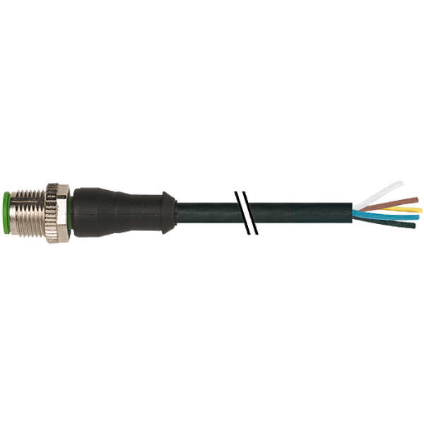 M12 male 0° B-cod. with cable PUR 5x0.34 bk UL/CSA+drag ch. 1.0m image 1