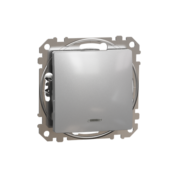 Sedna Design & Elements, 2-way switch 10AX Blue Locator LED, professional, aluminium image 5