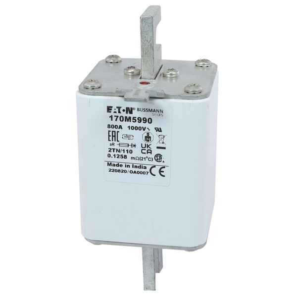 Fuse-link, high speed, 800 A, AC 1000 V, DIN 2, 59 x 75 x 138 mm, aR, DIN, IEC, single indicator image 18