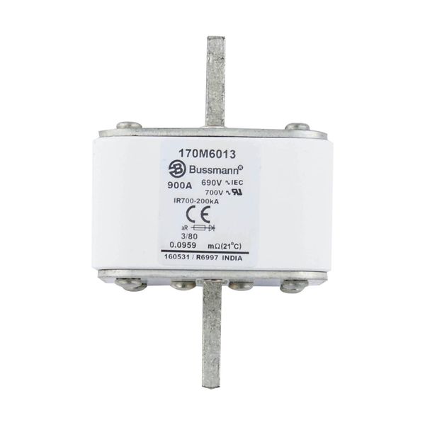 Fuse-link, high speed, 900 A, AC 690 V, DIN 3, 76 x 76 x 109 mm, aR, DIN, IEC, single indicator image 13