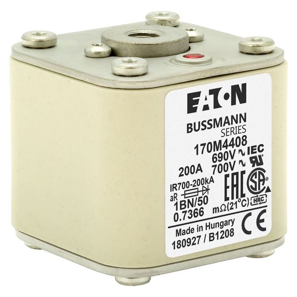 Fuse-link, high speed, 200 A, AC 690 V, size 1, 53 x 69 x 51 mm, aR, IEC, UL, single indicator image 16