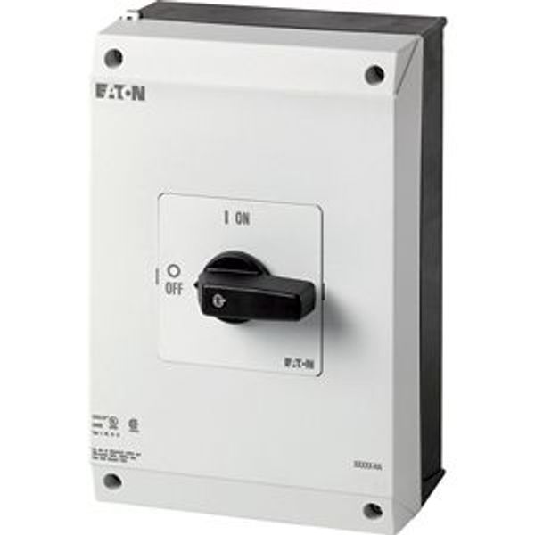 On-Off switch, P3, 63 A, surface mounting, 3 pole, with black thumb grip and front plate, UL/CSA image 4