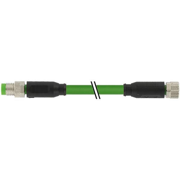 M8 male 0°/M8 fem. 0° A-cod. PUR 1x4xAWG26 shielded gn+drag-ch 4m image 1