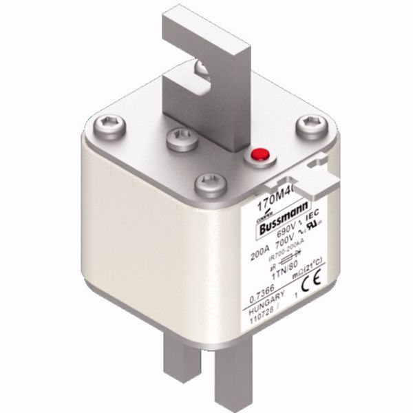 Fuse-link, high speed, 200 A, AC 690 V, DIN 1, 53 x 66 x 108 mm, aR, DIN, IEC, single indicator image 3