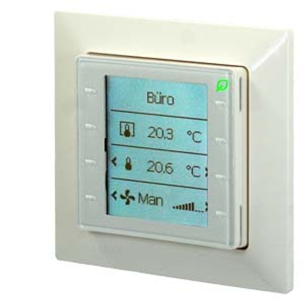 QMX3.P36F - Room unit for KNX PL-Link, freely configurable, flush-mounted with square bezel image 1