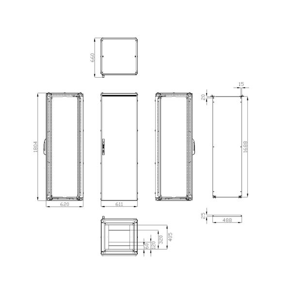 Modular enclosure 1 door IP55 H=1800 W=600 D=600 mm image 3