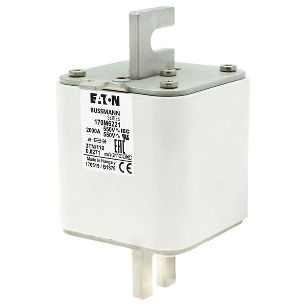 Fuse-link, high speed, 2000 A, AC 550 V, DIN 3, 76 x 90 x 139 mm, aR, DIN, IEC, visual indicator image 3