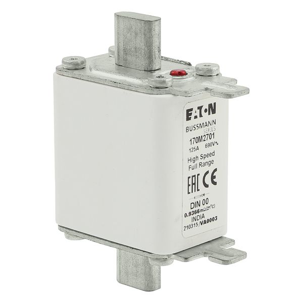 Fuse-link, high speed, 125 A, AC 690 V, DIN 00, 30 x 60 x 79 mm, gR, DIN, IEC, single indicator image 25